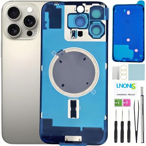 16 Pro Max Back Glass Replacement for iPhone 16 Pro Max Rear Back Cover Glass Waterproof and Camera Lens+Professional Repair Tool Kit (Black Titanium) in Kuwait