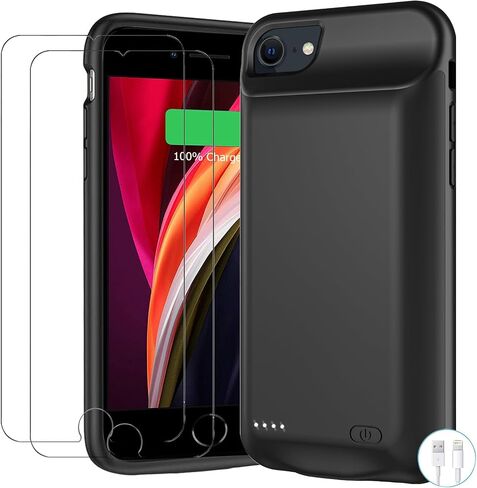 Battery Case for iPhone 8/7/6s/6/SE 3/SE 2, Upgraded 10000mAh Portable Battery Pack Charger Case Support Carplay Compatible with iPhone SE 3/SE 2/8/7/6s/6 (4.7 inch) External Charging Case (Black) in Kuwait
