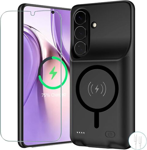 Battery Case for Galaxy S24 Ultra, Upgraded 12000mAh Battery Pack Rechargeable Charger Case with Wireless Charging Compatible for Galaxy S24 Ultra(6.8 inch) External Charging Cover (Black) in Saudi Arabia
