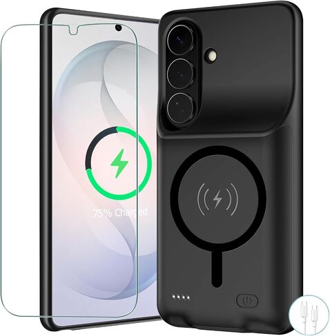 Battery Case for Galaxy S24 Ultra, Upgraded 12000mAh Battery Pack Rechargeable Charger Case with Wireless Charging Compatible for Galaxy S24 Ultra(6.8 inch) External Charging Cover (Black) in Saudi Arabia