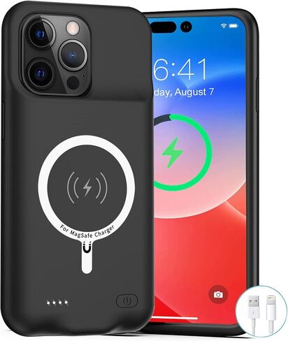 Battery Case for iPhone 15, Upgraded 10000mAh Rechargeable Portable Charging Case with Wireless Charging Compatible for iPhone 15 (6.1 inch) with Carplay Extended Battery Pack Charger Case (Black) in Kuwait