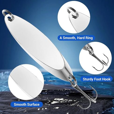 Fishing Lures Spoons, Trout Lures 5pcs/30pcs Hard Metal Spinner Bass Baits 5 Sizes Casting Spoon Hooks for Salmon Bass in 1/5oz 1/4oz 3/8oz 1/2oz 3/4oz in Saudi Arabia