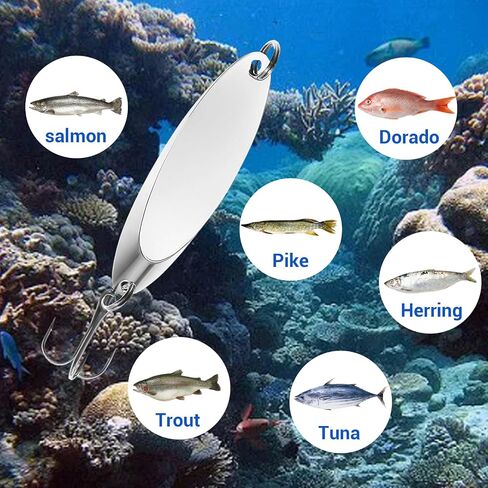 Fishing Lures Spoons, Trout Lures 5pcs/30pcs Hard Metal Spinner Bass Baits 5 Sizes Casting Spoon Hooks for Salmon Bass in 1/5oz 1/4oz 3/8oz 1/2oz 3/4oz in Saudi Arabia