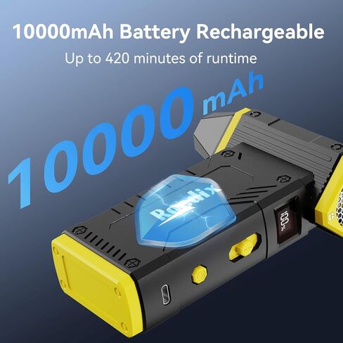 منفاخ الهواء المضغوط من Roedix، 10000 مللي أمبير في الساعة 210000 دورة في الدقيقة 8 تروس منفاخ هواء | شاشة LED، شحن سريع من النوع C، عمر بطارية 420 دقيقة، رياح 45 متر/الثانية، منفاخ هواء لاسلكي خفيف الوزن لتنظيف المنزل والسيارة PC in Kuwait