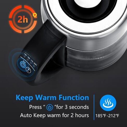 Aigostar Electric Kettle with Temperature Control and Tea Infuser | 1500W, 1.7L Hot Water Kettle with Variable Temperature, Keep Warm Function, LED Indicator Light Change, Auto Shut-Off in Saudi Arabia