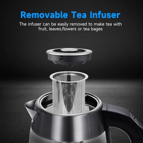Aigostar Electric Kettle with Temperature Control and Tea Infuser | 1500W, 1.7L Hot Water Kettle with Variable Temperature, Keep Warm Function, LED Indicator Light Change, Auto Shut-Off in Saudi Arabia