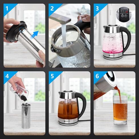 Aigostar Electric Kettle with Temperature Control and Tea Infuser | 1500W, 1.7L Hot Water Kettle with Variable Temperature, Keep Warm Function, LED Indicator Light Change, Auto Shut-Off in Saudi Arabia