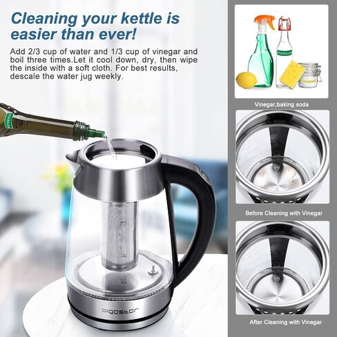 Aigostar Electric Kettle with Temperature Control and Tea Infuser | 1500W, 1.7L Hot Water Kettle with Variable Temperature, Keep Warm Function, LED Indicator Light Change, Auto Shut-Off in Saudi Arabia