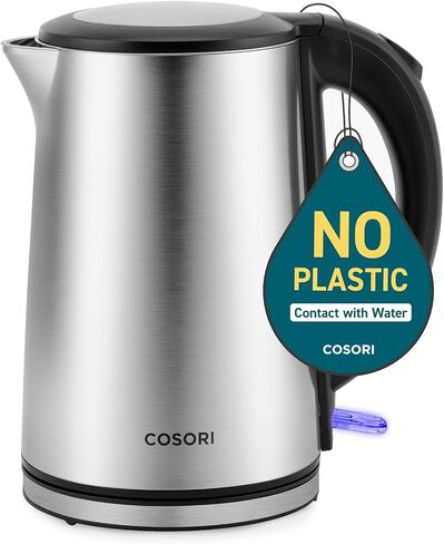 Cosori Stainless Steel Electric Kettle, Plastic-Free Interior, 1.5L, Silver | Cool-Touch Double-Wall, Auto Shut-Off, Boil-Dry Protection, Tea Kettle, Hot Water Boiler, 1500W in Saudi Arabia