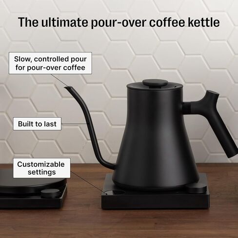 Fellow Stagg EKG Pro Gooseneck Electric Kettle, Brew Timer, 0.9 Liter | To-the-Degree Temp Control, Color LCD, Temp Hold, Stainless Steel, for Pour-Over Coffee & Tea, Matte Black in Saudi Arabia