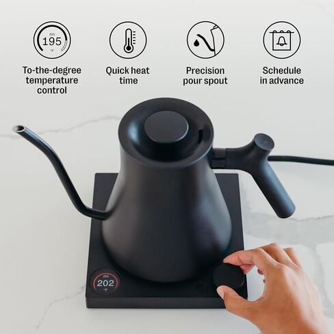 Fellow Stagg EKG Pro Gooseneck Electric Kettle, Brew Timer, 0.9 Liter | To-the-Degree Temp Control, Color LCD, Temp Hold, Stainless Steel, for Pour-Over Coffee & Tea, Matte Black in Saudi Arabia