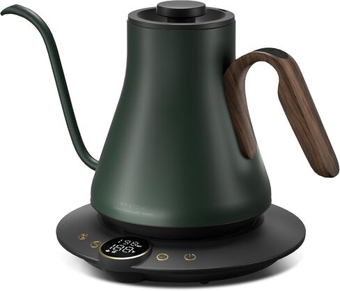 INTASTING Gooseneck Electric Kettle with ±1℉ Temperature Control 0.9 Liter | 1500W Quick Heating, Stainless Steel Inner, Pour Over Coffee & Tea, Keep Warm, Auto Shut-Off, Built-in Brew Timer, Black in Saudi Arabia