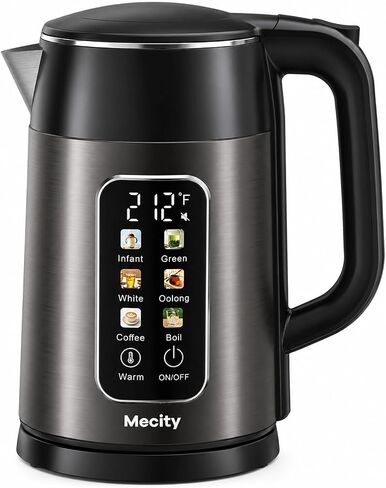 Mecity Electric Kettle 1.7L Touch Screen Temperature Control Water Boiler, No Plastic Contact with Water. 6 Preset Temperature Programs, 2 Hours Keep Warm, Auto Shut Off, Dark Grey in Saudi Arabia