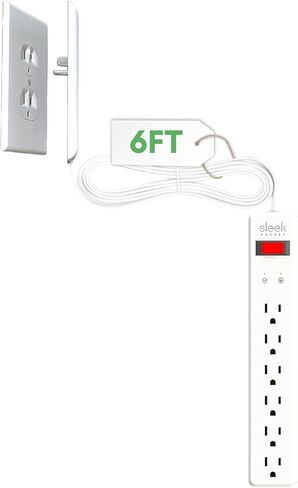 Sleek Socket Original & Patented Ultra-Thin Outlet Concealer with Cord Concealer Kit, Flat Extension Cord with Multi Outlets Surge Protector Power Strip, Ideal for Home Office and Home Theater in Saudi Arabia