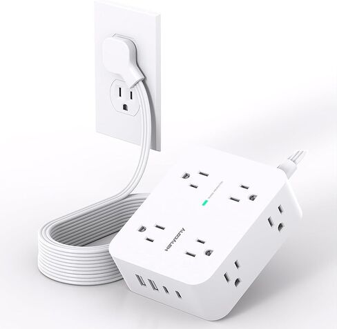 Surge Protector Power Strip, HANYCONY Extension Cord with Multiple Outlets | 5 Ft Ultra Thin Flat Plug 8 Outlets 4 USB Ports(2USB C), 1080J Outlet Extender for Home Office College Dorm Room Essentials in Saudi Arabia