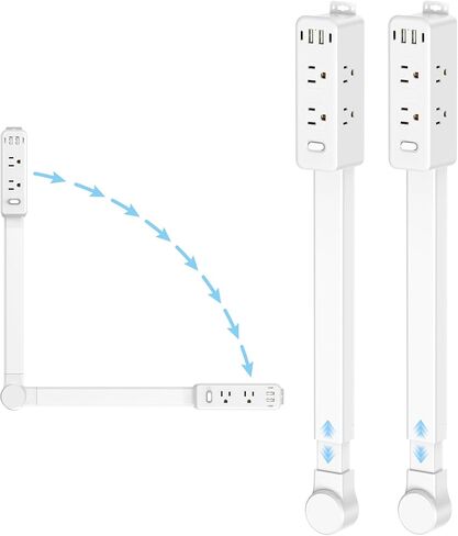 Olcorife Outlet Extender Stick, Power Strip with 6 Outlets & 4 USB Ports, Extends 22"-34", Rotates 180°(90° per Side), Home Dorm Essential for Nightstand, Couch and Desk in Saudi Arabia