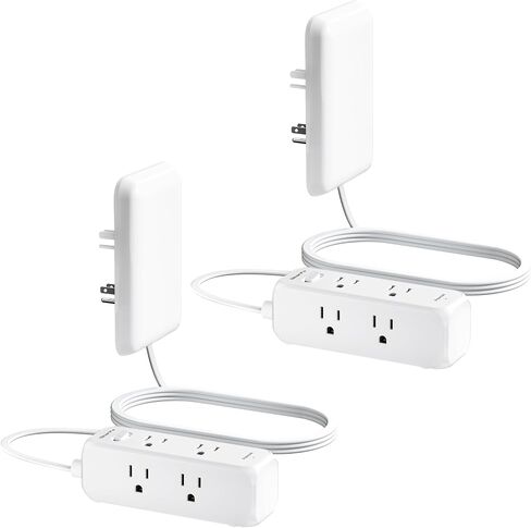 Olcorife Flat Extension Cord with Outlet Cover, Flat Plug Power Strip with 6 Outlets and 3 USB Ports, 5 FT Cord Hidden Outlet Extender for Tight Spaces in Saudi Arabia