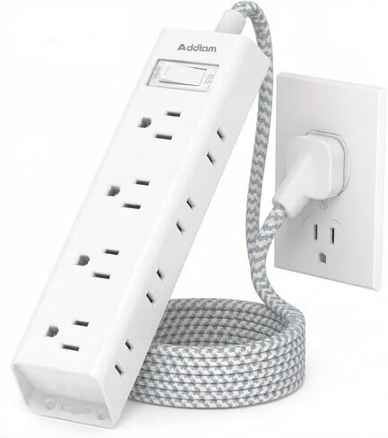 Flat Plug Power Strip, Ultra Thin Flat Extension Cord - 12 Outlets 3 Sides | 5ft Multi-Outlet Extension Cord, 1050J Surge Protector, Wall Mount Desk Charging Station, Home Office Dorm Room Essentials in Saudi Arabia
