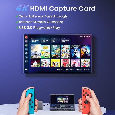 Papeaso USB 3.0 HDMI Capture Card, 2K30 FPS Capture with 4K Pass-Through | 2K30FPS/1080P60 capture & streaming with ultra-low latency 4K pass-through. for PS4/5, Switch 1/2, Xbox, PC, Mac & camera. in Saudi Arabia