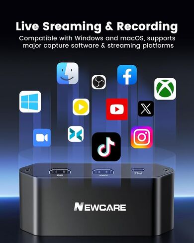 HDMI Capture Card for Streaming, 4K60 HDR & 1440P60 Passthrough Loop Out | for PS5, Xbox, Switch 2, PC, Mac, 1080P60 Video Capture, Ultra-Low Latency, 2-in-1 USB-A/USB-C Capture, Works with OBS/Twitch in Saudi Arabia
