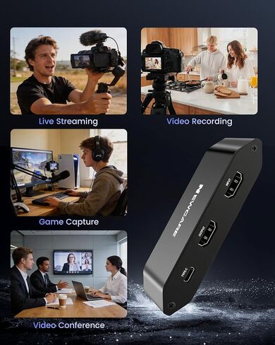 HDMI Capture Card for Streaming, 4K60 HDR & 1440P60 Passthrough Loop Out | for PS5, Xbox, Switch 2, PC, Mac, 1080P60 Video Capture, Ultra-Low Latency, 2-in-1 USB-A/USB-C Capture, Works with OBS/Twitch in Saudi Arabia