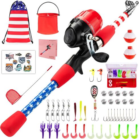 Kids Fishing Pole, Portable Telescopic Kids Fishing Poles for Boys Girls Youth, Fishing Rod and Reel Combo in Kuwait
