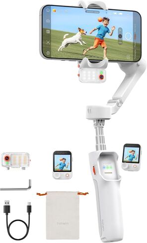 Hohem iSteady V3 Ultra Phone Gimbal White, AI Tracking Touch Remote, Built-in Rod Tripod 360° Vlog Stabilizer in Saudi Arabia