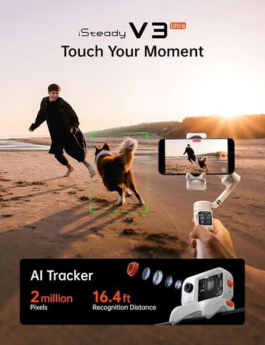 Hohem iSteady V3 Ultra Phone Gimbal White, AI Tracking Touch Remote, Built-in Rod Tripod 360° Vlog Stabilizer in Saudi Arabia