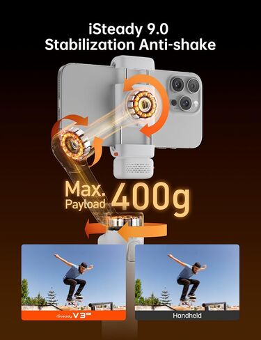 Hohem iSteady V3 Ultra Phone Gimbal White, AI Tracking Touch Remote, Built-in Rod Tripod 360° Vlog Stabilizer in Saudi Arabia