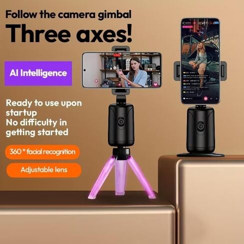 AI Mobile Stabilizer, Auto Face Tracking Tripod, Smart Gesture Live Streaming Mobile Automatic Intelligent Stabilizer, Face Tracking Desktop Phone Holder, Smart Bluetooth Face-Tracking Stand in Saudi Arabia