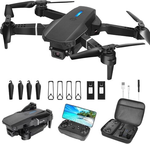 Drone with Camera 1080P HD,FPV Foldable Mini Drone for Adults（Black) | Drone with One Key Take Off/Landing,Gesture Selfie, Altitude Hold,3D Flip,Easy to Fly,2 Batteries in Saudi Arabia