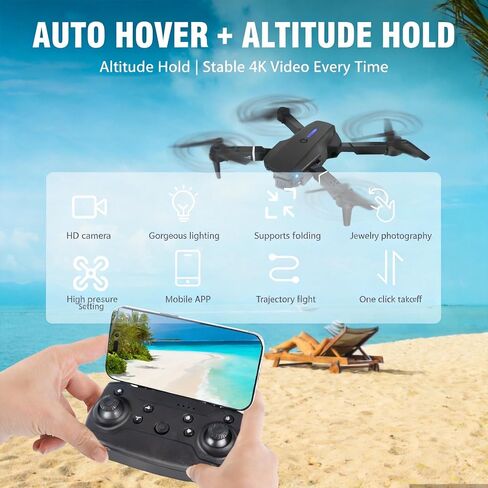 Drone with Camera 1080P HD,FPV Foldable Mini Drone for Adults（Black) | Drone with One Key Take Off/Landing,Gesture Selfie, Altitude Hold,3D Flip,Easy to Fly,2 Batteries in Saudi Arabia