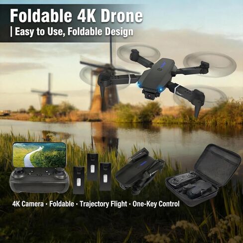 Drone with Camera 1080P HD,FPV Foldable Mini Drone for Adults（Black) | Drone with One Key Take Off/Landing,Gesture Selfie, Altitude Hold,3D Flip,Easy to Fly,2 Batteries in Saudi Arabia