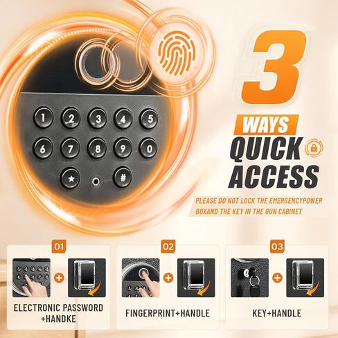 [No Assembly Required] Gun Safe for Rifles and Pistols, with Biometric Quick Access Gun Locker, Shotgun Safe, Large Gun Cabinet and Password Lock, 57" H for Home & Hunting for Enthusiasts in Saudi Arabia