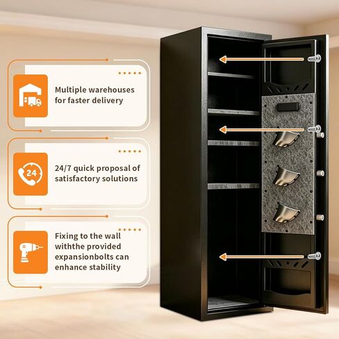 [No Assembly Required] Gun Safe for Rifles and Pistols, with Biometric Quick Access Gun Locker, Shotgun Safe, Large Gun Cabinet and Password Lock, 57" H for Home & Hunting for Enthusiasts in Saudi Arabia
