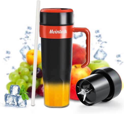 Portable Personal Blender for Shakes and Smoothies with 6 Blades, 21oz(600ml) Personal Size Juicer USB-C Rechargeable with Straw Brush&Lid, for Home, Gym, Travel, Kitchen (Black) in Saudi Arabia