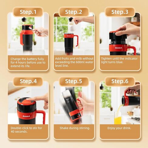 Portable Personal Blender for Shakes and Smoothies with 6 Blades, 21oz(600ml) Personal Size Juicer USB-C Rechargeable with Straw Brush&Lid, for Home, Gym, Travel, Kitchen (Black) in Saudi Arabia