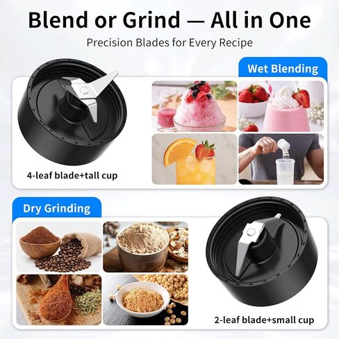 COKUNST Smoothie Blender, Personal Blender with 2 To-Go Cups & Lids, Black | 25,000 RPM Powerful Motor, Blender and Grinder Combo, One-Button Pulse, BPA Free, Compact Size, for Kitchen, Frozen Drinks in Saudi Arabia