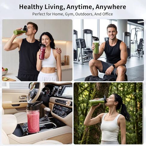 COKUNST Smoothie Blender, Personal Blender with 2 To-Go Cups & Lids, Black | 25,000 RPM Powerful Motor, Blender and Grinder Combo, One-Button Pulse, BPA Free, Compact Size, for Kitchen, Frozen Drinks in Saudi Arabia