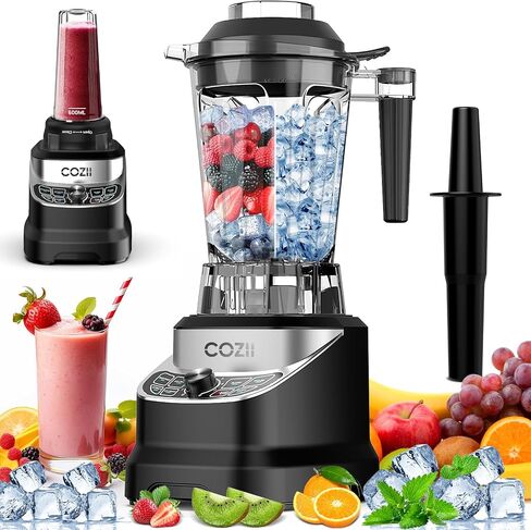 COZII Professional Blender 2000W, 64oz Countertop Smoothie Blender-21oz Cup | 7 Presets Blenders for Kitchen,Smoothies/Ice Crush/Frozen Drinks/Dips/Nut Butter|8 Speeds, Dishwasher Safe -Black in Saudi Arabia