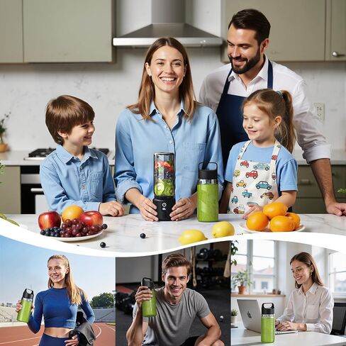 COKUNST Portable Blender, Small Smoothie & Shake Maker with LED Display | 8 Blades, 22000 RPM, USB C Rechargeable Personal Blender, Extra Lid, lightweight for Travel, Office, Home, 17oz, Black in Saudi Arabia