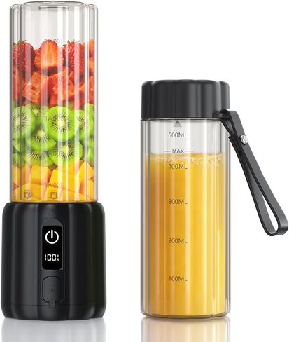 COKUNST Portable Blender, Small Smoothie Blender with LED Display, Black | USB C Charge, 8 Blades 22000 RPM Motor, Rechargeable 17oz Personal Blender, Travel Lid, Mini Mixer for protein, Home, Office in Kuwait