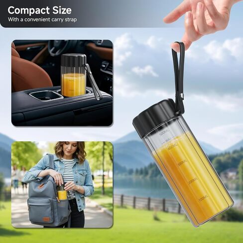 COKUNST Portable Blender, Small Smoothie Blender with LED Display, Black | USB C Charge, 8 Blades 22000 RPM Motor, Rechargeable 17oz Personal Blender, Travel Lid, Mini Mixer for protein, Home, Office in Kuwait