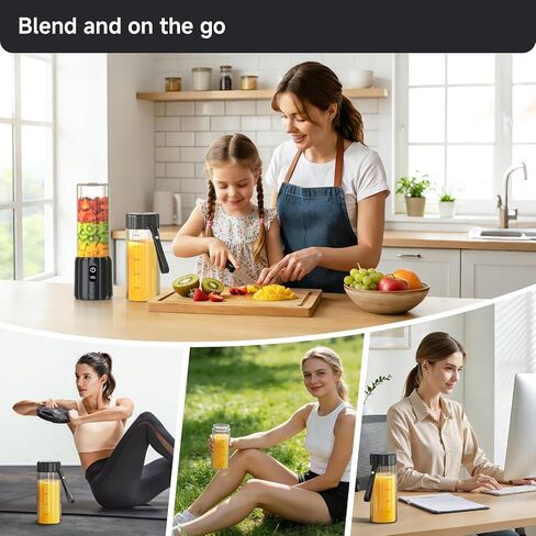 COKUNST Portable Blender, Small Smoothie Blender with LED Display, Black | USB C Charge, 8 Blades 22000 RPM Motor, Rechargeable 17oz Personal Blender, Travel Lid, Mini Mixer for protein, Home, Office in Kuwait
