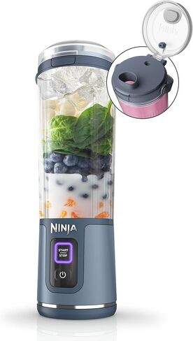 Ninja BC151NV Blast Portable Blender, Cordless, 18oz. Vessel, Personal Blender-for Shakes & Smoothies, BPA Free, Leakproof-Lid & Sip Spout, USB-C Rechargeable, Dishwasher Safe, Denim Blue (Renewed) in Kuwait