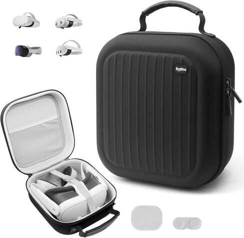 Hard Carrying Case for Meta Quest 3S/Quest 3/Quest 2/Vision Pro(Black） | Portable Hard Carrying Case for VR Gaming Headset and Touch Controllers Case with Lens Protector for Travel and Home Storage in Kuwait