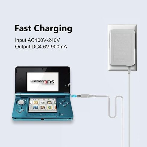 شاحن 3DS متوافق مع نينتندو 3DS/ DSi/DSi XL/ 2DS/ 2DS XL/New 3DS محول قابس حائط 100-240 فولت in Kuwait