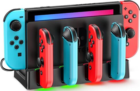 Switch Charging Dock for Joycons, Controller Charger Station for Nintendo Switch/OLED Model, 2 Hour Joycon Charger, Storage & Organization Charging Stand for TV Dock Station, for Mac Compatible Game in Saudi Arabia