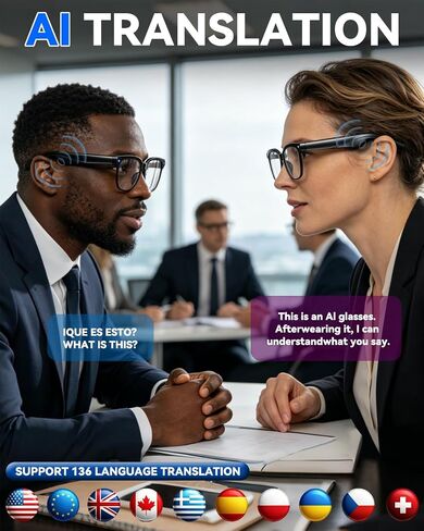 Smart Glasses with Camera, 8MP Anti-Shake Photochromic Smart Glasses | 1200P HD Video, Real Time Translation, AI Voice Assistant, Open Earbuds, Travel, Work in Saudi Arabia
