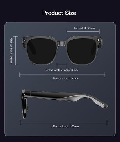 Smart Glasses with Camera, 8MP Anti-Shake Photochromic Smart Glasses | 1200P HD Video, Real Time Translation, AI Voice Assistant, Open Earbuds, Travel, Work in Saudi Arabia